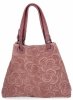 Włoska Torebka Skórzana Shopper Bag w Modne Wzory 5566-S Różowa